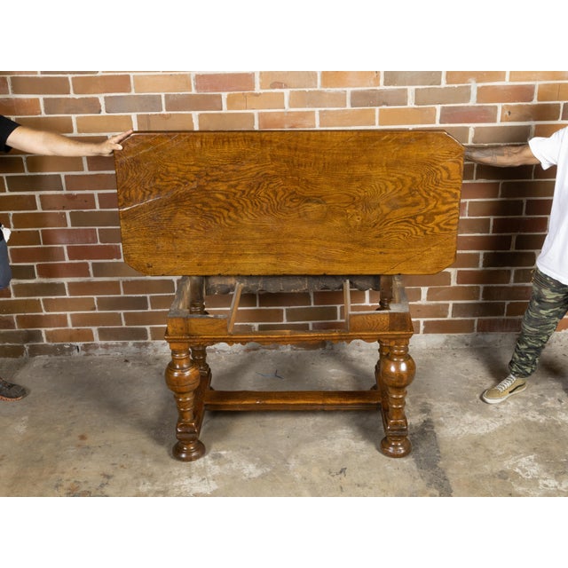 Danish Langeland Late 19th Century Oak Table With Carved Apron and Turned Legs For Sale In Atlanta - Image 6 of 12