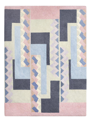 Hand-Tufted Wool Rug with Geometric Pattern by Iles for Tisca, France, 1990s