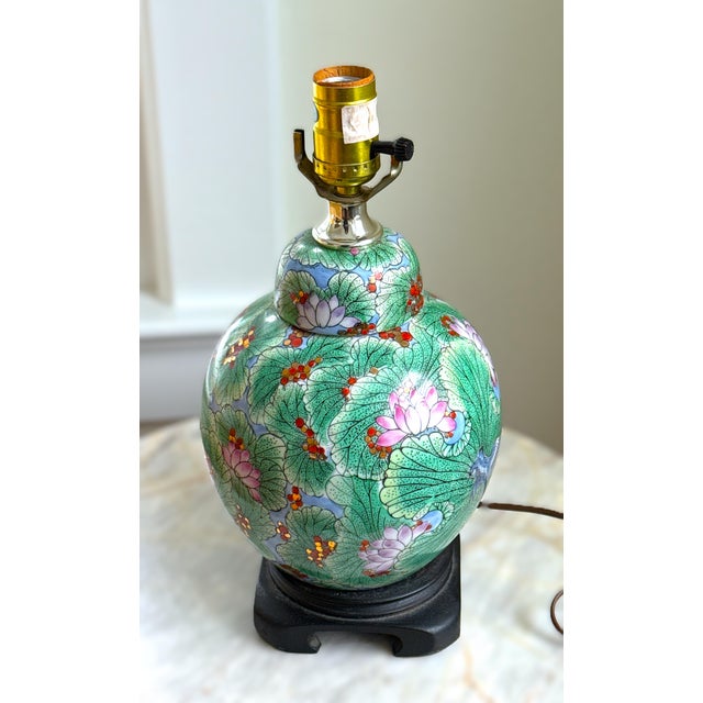 Lotus Lamp With Vintage Jute Shade A beautifully detailed petite lotus‑motif porcelainlamp paired with a vintage woven...