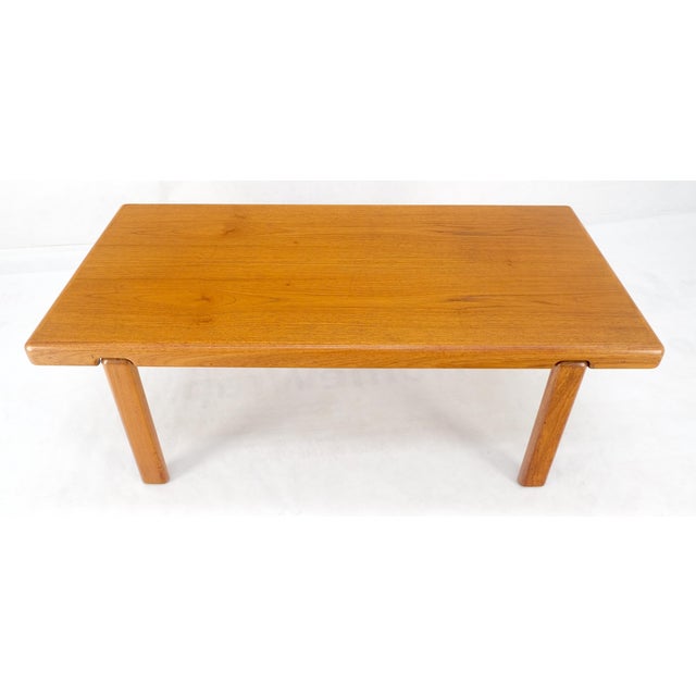 Danish Mid Century Modern Compact Rectangle Solid Teak Legs Coffee Table For Sale - Image 6 of 12