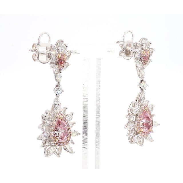 5.7 Carat Fancy Pinkish Brown Diamond Earrings in 18k Gold - 2 Pieces For Sale - Image 16 of 17
