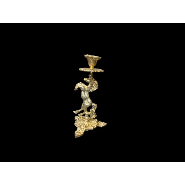 Vintage Brass Horse Candlestick For Sale - Image 9 of 10