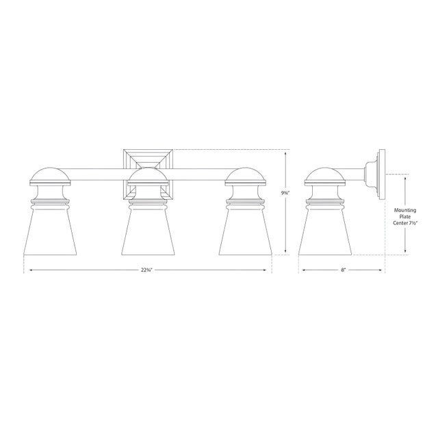 Visual Comfort Chapman & Myers for Visual Comfort Signature New York Subway Triple Light in Polished Nickel with White Glass For Sale - Image 4 of 4