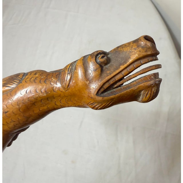 Folk Art Antique 19th Century Hand Carved Folk Art Dragon Walking Stick Cane Sculpture For Sale - Image 3 of 16