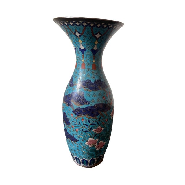 Metal Early 20th Century Asian Cloisonné Vase For Sale - Image 7 of 10