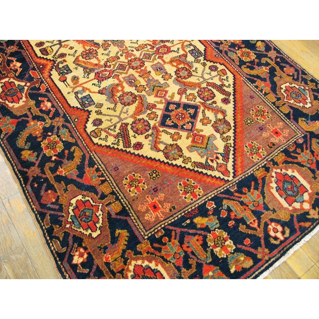 Ivory Tribal Geometric Herati Design Small Scatter Size Antique Late 19th Century Wool Pile Ivory Persian Malayer Area Rug For Sale - Image 8 of 8