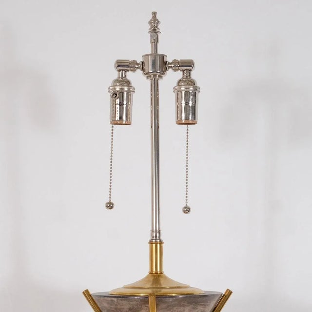 Single Mixed Finish Table Lamp For Sale - Image 9 of 10