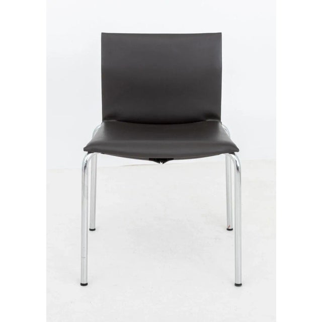 Postmodern Postmodern ChocoBrown Leather Side Chair For Sale - Image 3 of 5
