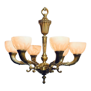 Myran Allan Luxury Lighting Neoclassical Bronze and Alabaster Chandelier