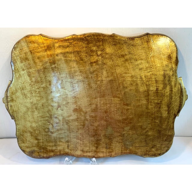 Vintage Extra Large Gilt Wood Gold Italian Tray For Sale In Dallas - Image 6 of 6