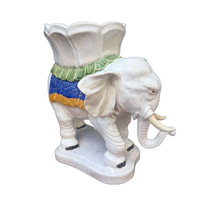 Late 20th Century Chinoiserie / Palm Beach Elephant Plant Stand For Sale - Image 4 of 12