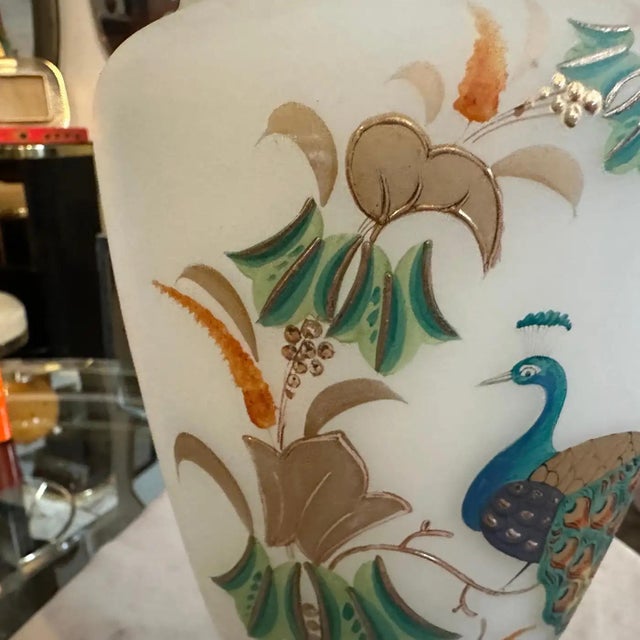 This is a stunning Art Nouveau-style hand-painted Italian vase, characterized by its elegant curves and nature-inspired...
