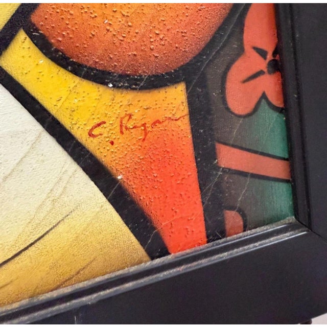 1970s Cubist Portrait of a Woman" by C. Ryan For Sale - Image 4 of 4
