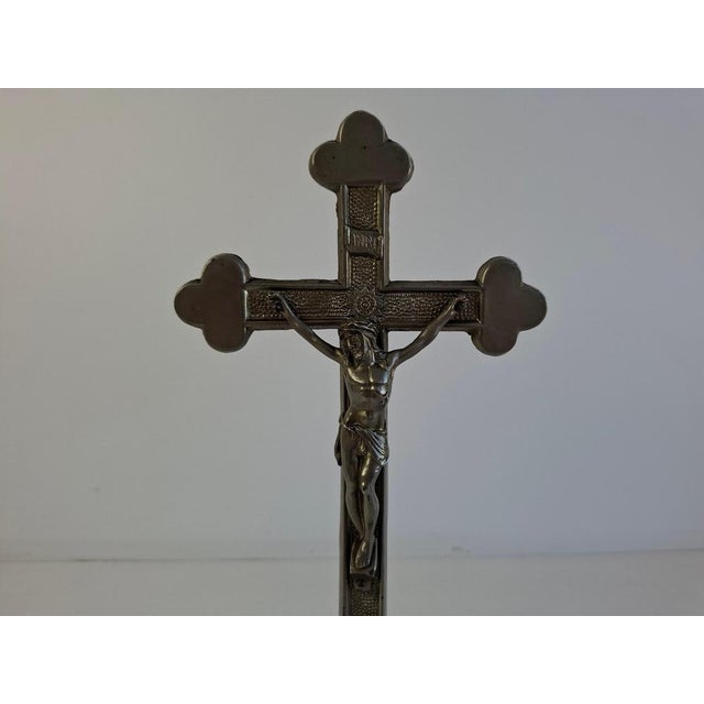 Antique Czechoslovak Neo-Gothic Cast Iron Table Crucifix, 1900s For Sale - Image 6 of 18