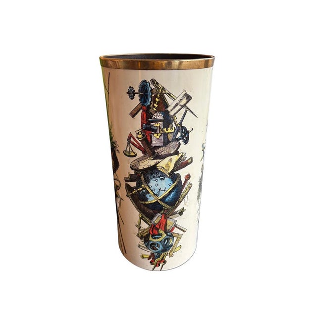 Mid-Century Modern Multiprint Umbrella Stand by Piero Fornasetti, 1960 For Sale - Image 3 of 10