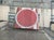Handmade Cotton Round Scalloped Rug, Terracotta, Cream and Light Blue Round Dhurrie-9' Round For Sale - Image 10 of 13