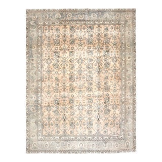 1970s Vintage Persian Handmade Wool Cotton Brown Area Rug For Sale