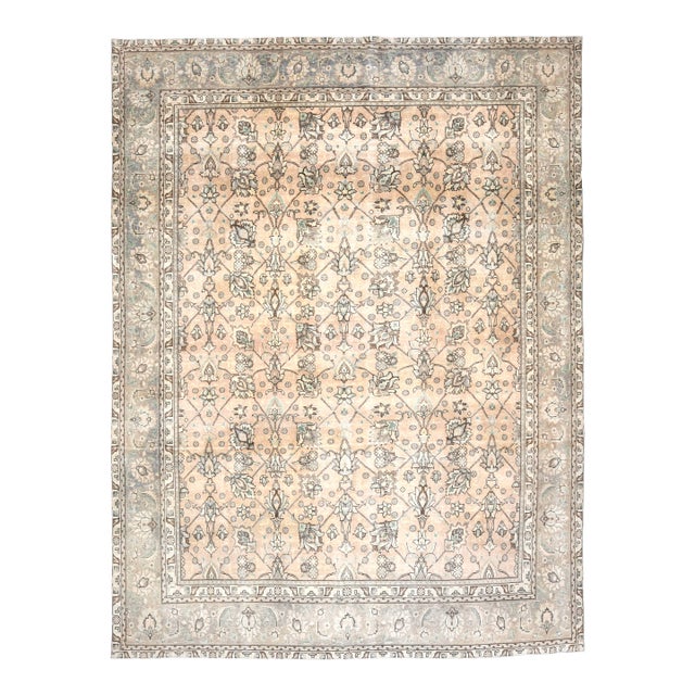 1970s Vintage Persian Handmade Wool Cotton Brown Area Rug For Sale