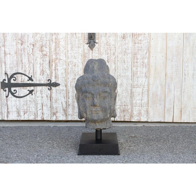Original Carved Stone Buddha Head For Sale - Image 9 of 9