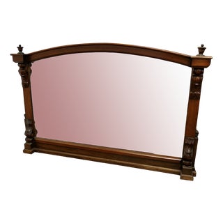 Large Overmantel Mirror in Carved Walnut For Sale