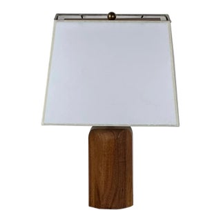 1960s Octagonal Walnut Desk Lamp With Custom Shade and Diffuser For Sale