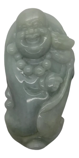 Green Jade Pendant Happy Buddha, Laughing Buddha Figure