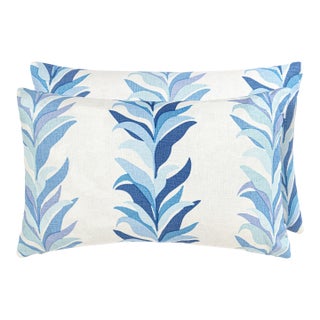 The House Of Scalamandré Chira Island Lumbar Pillow In Blue Marine For Sale