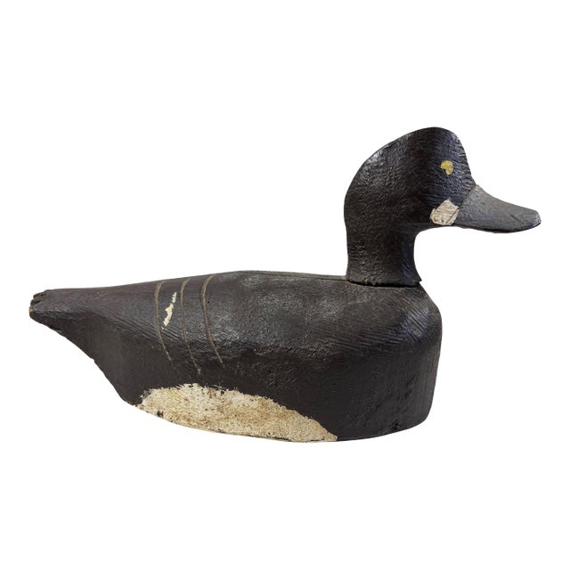 Vintage 20th Century Hand Carved & Painted Old Duck Decoy For Sale