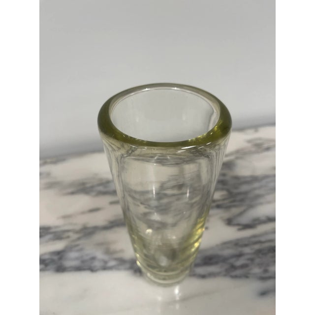 Glass 1980s Slightly Yellow Hued Blown Glass Vase For Sale - Image 7 of 8
