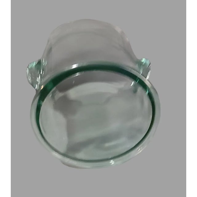 Glass Mid-Century Modern Green Tint Crystal Large Ice-Bucket For Sale - Image 7 of 8