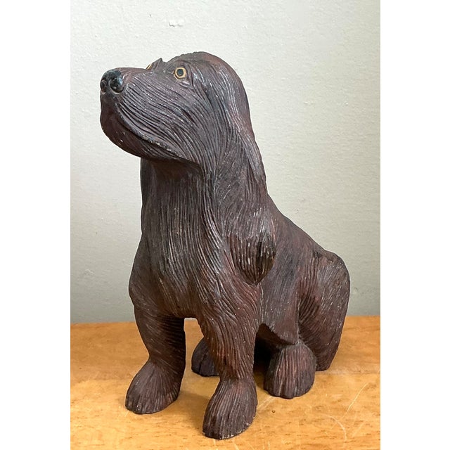 Early 20th Century Vintage Carved Wood Dog Sculpture For Sale - Image 5 of 16