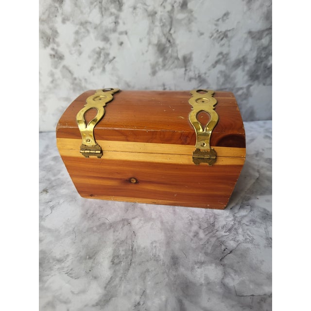 Brown 1980s Wood and Brass Box For Sale - Image 8 of 14