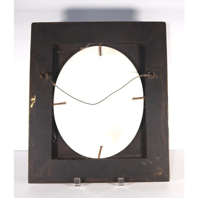 Rustic European Antique Blue & White Delft Plaque Children in Rain Frames For Sale - Image 3 of 4