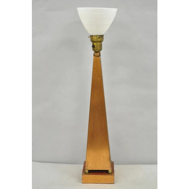 Vintage Architectural Mid Century Modern Copper Metal Obelisk Pyramid Table Lamp For Sale - Image 12 of 12
