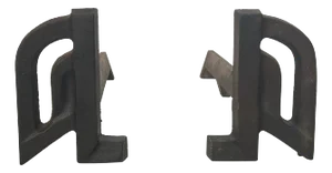 Pair of Modernist Cast Iron and Wrought Iron Andirons. French Work. Circa 1940