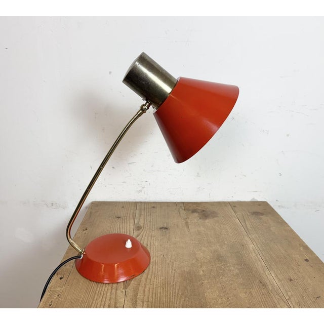 Metal Vintage Red Table Lamp, 1970s For Sale - Image 7 of 12