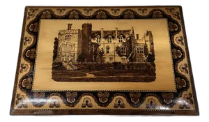 British Castle Scene Turnbridgeware Jewelry Box