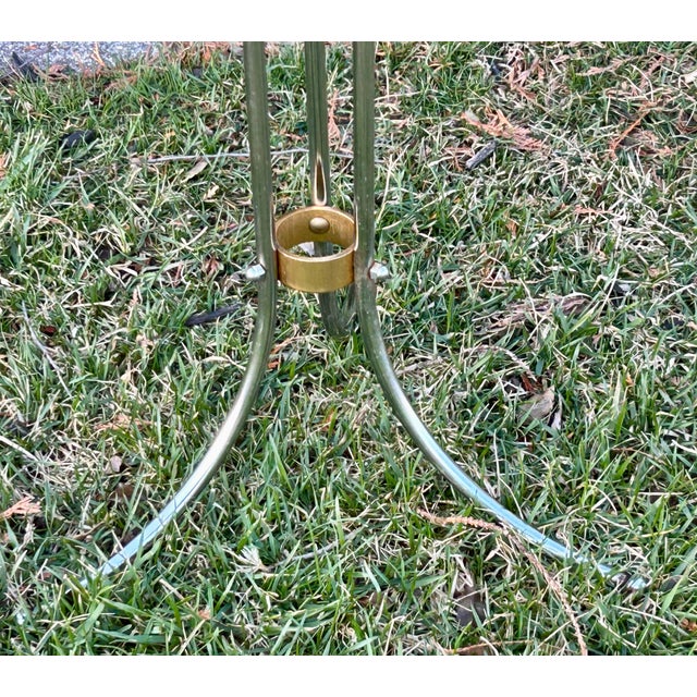 Silver Vtg. Polished Steel and Bronze Champagne Bucket With Stand For Sale - Image 8 of 11