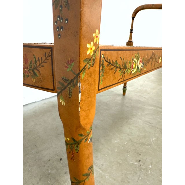 Late 20th Century Elegant Sheraton Style Painted Floral Cane Settee With Neoclassical Detailing For Sale - Image 10 of 14