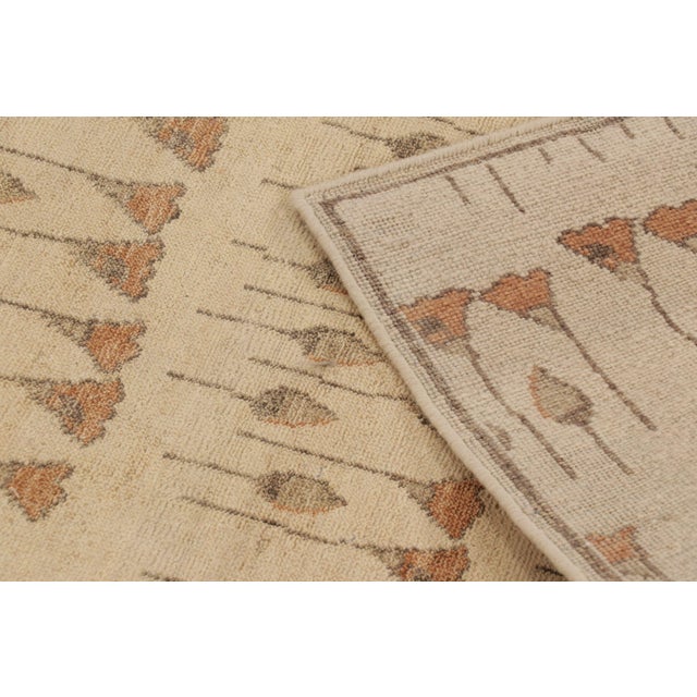 Textile Rug & Kilim’s Block Print Floral Rug in Beige, Brown and Orange For Sale - Image 7 of 9