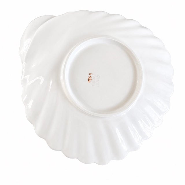 Ceramic Vintage Italian White Clam Shell Chip & Dip Server For Sale - Image 7 of 7
