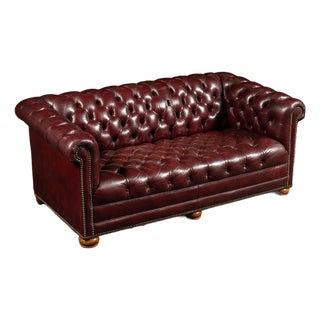 Vintage Tufted Chesterfield Sofa in Burgundy For Sale