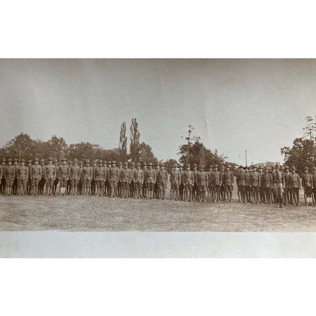Printmaking Materials Antique Early 20th Century Sepia Panoramic Photograph Military Battalion Wwi? For Sale - Image 7 of 12