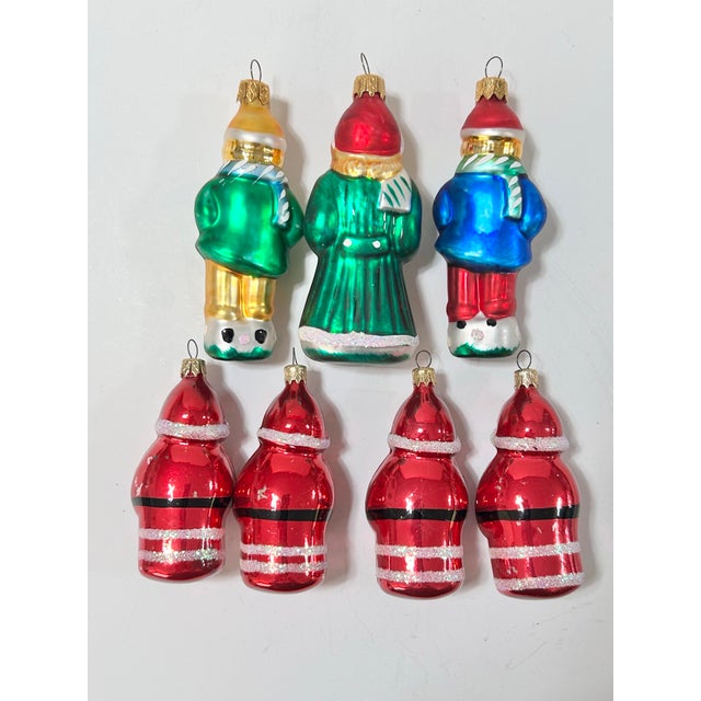 Vintage Glass Santa & Christmas Caroler Ornaments – Set of 7 For Sale In Louisville - Image 6 of 12