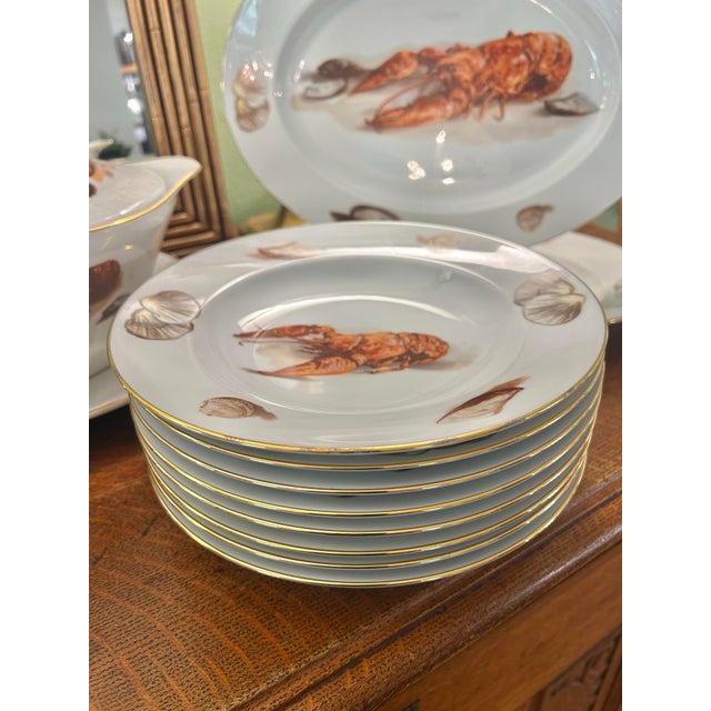 1970s Mid 20th Century JKW Bavarian Lobster Seafood Porcelain Dinnerware - A Set of 47 Pieces For Sale - Image 5 of 12