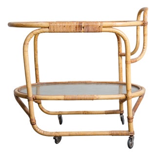 Serving Trolley in Rattan from Rohé Noordwolde, 1960s For Sale
