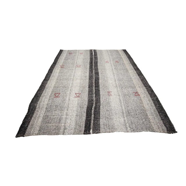 Handwoven vintage modern kilim rug from Adana Region of Turkey. Approximately 50-60 years old. In very good condition.