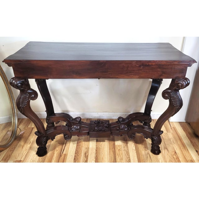 Irish Style Sideboard Carved Mahogany North Wind Face Console Table For Sale In New York - Image 6 of 17