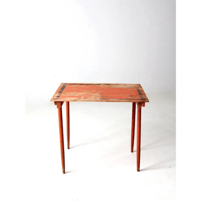Farmhouse Antique Painted Wood Folding Table For Sale - Image 3 of 13