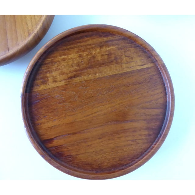 Brown 1960s Scandinavian Modern Digsmed Teak Rotating Lazy Susans, Denmark- Set of 3 For Sale - Image 8 of 11